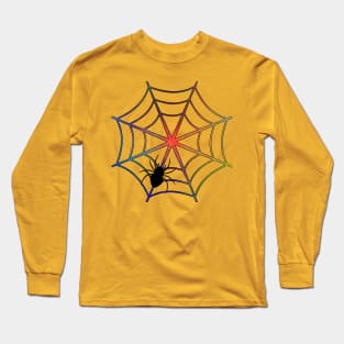 Spider on a colorful web Long Sleeve T-Shirt